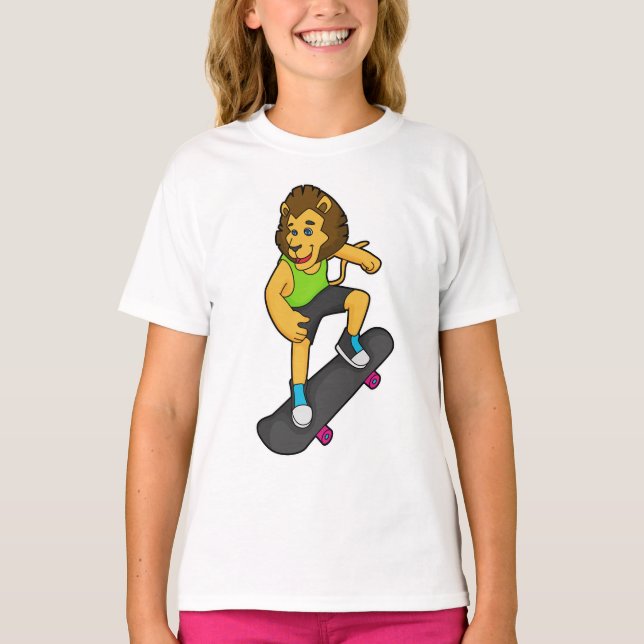 Skateboard för lejon Skater T Shirt (Framsida)