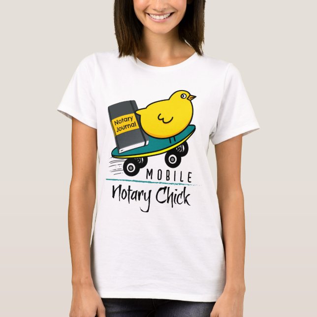 Skateboard för Mobile Notary Chick med Journal T Shirt (Framsida)