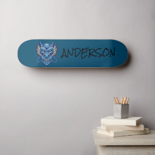 Skateboard för personlig blå drake