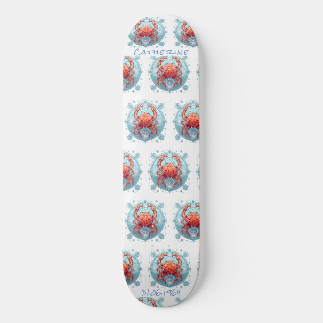 Skateboard för personlig Cancer Crab Astrology (Framsida)