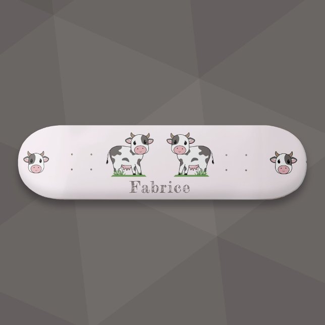 Skateboard för Rosa av kål (Cute Cow Pink Skateboard)