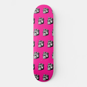 Skateboard för Rosa i Skull och Krona Mönster