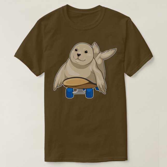 Skateboard för sälskal Skater T Shirt (Design framsida)