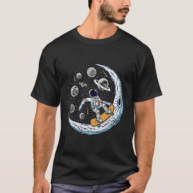 Skateboard för Skater av  av astronaut Måne T Shirt (Framsida)