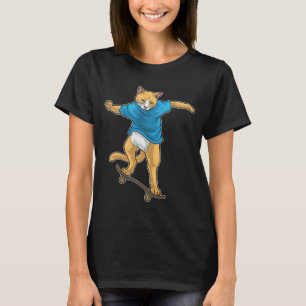 Skateboard för Skater av katt T Shirt