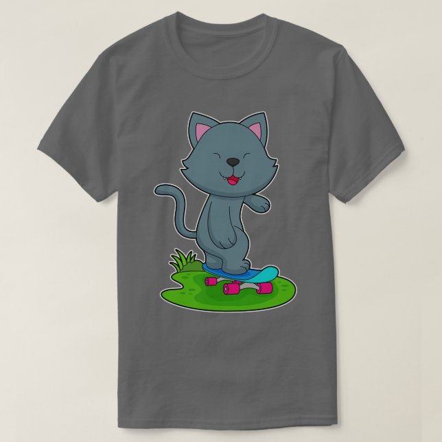 Skateboard för Skater av katt T Shirt (Design framsida)