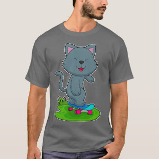 Skateboard för Skater av katt T Shirt