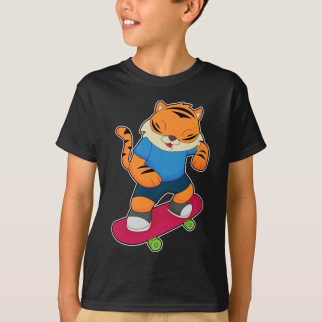 Skateboard för tigerSkater T Shirt (Framsida)