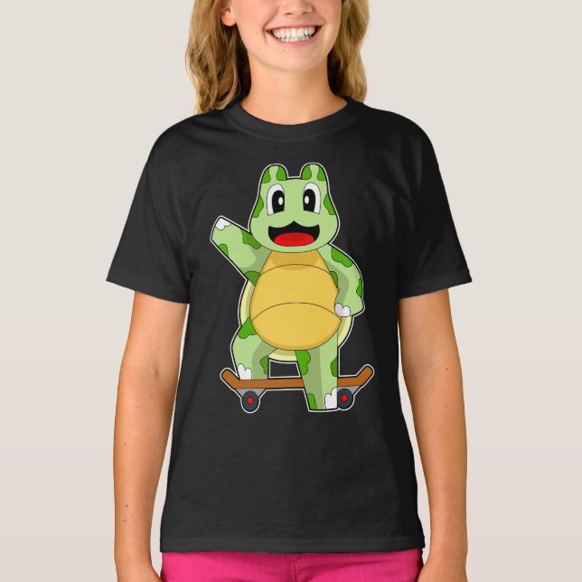 Skateboard för Turtle Skater T Shirt (Framsida)