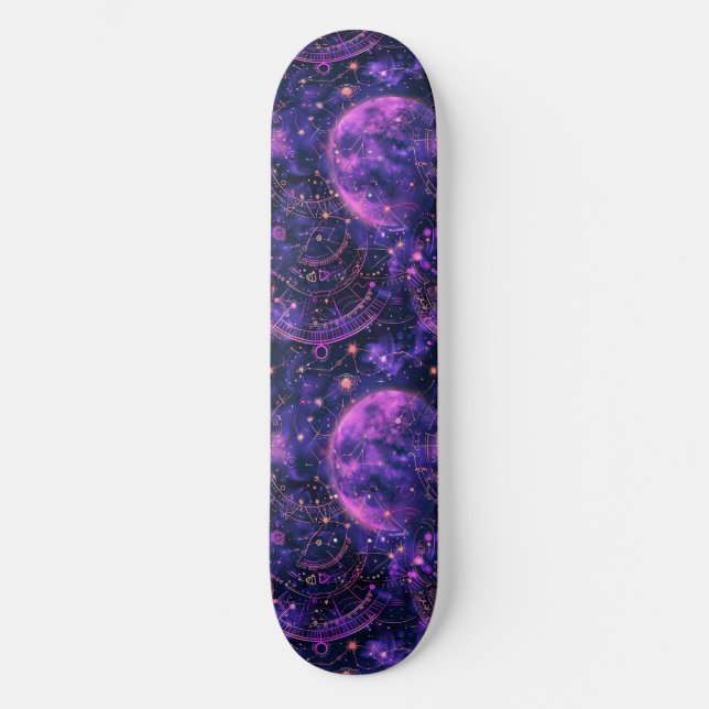 Skateboard för unik Lila-astrologidesign (Framsida)