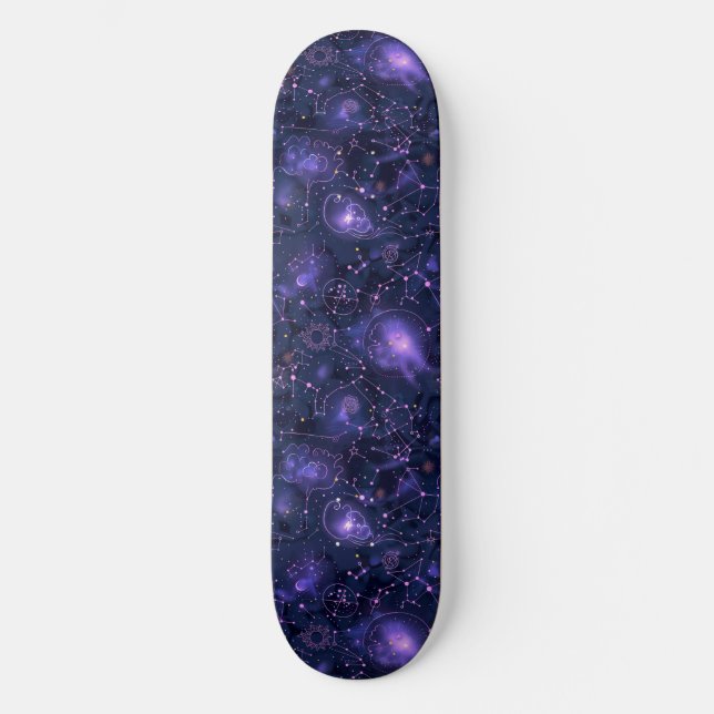 Skateboard för unik Lila-astrologidesign (Framsida)