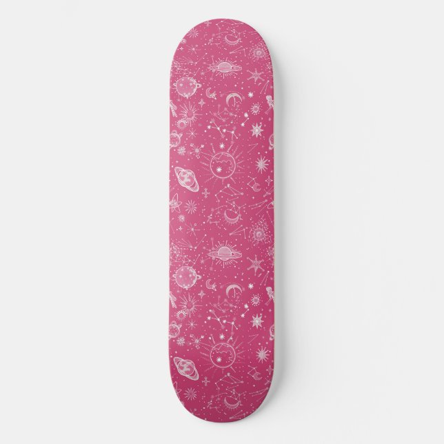 Skateboard för unik Rosa-astrologidesign (Framsida)