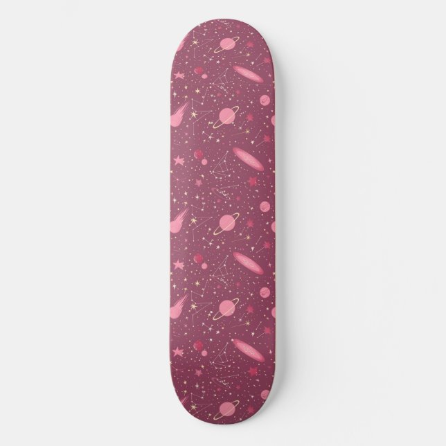 Skateboard för unik Rosa-astrologidesign (Framsida)