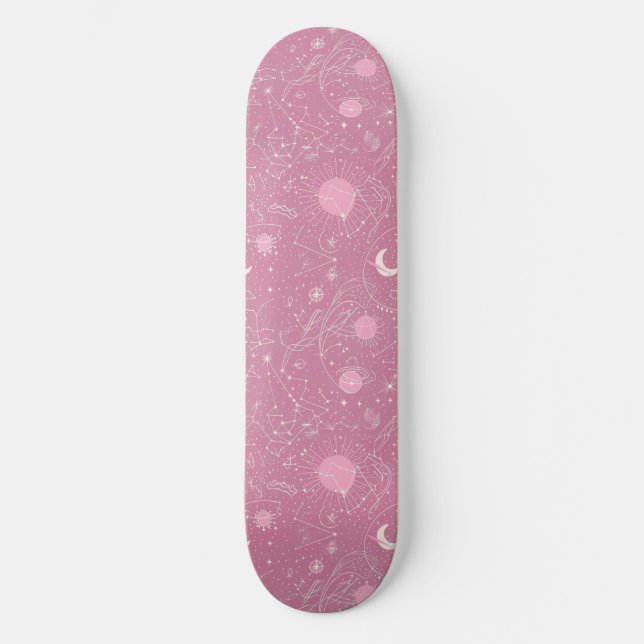 Skateboard för unik Rosa-astrologidesign (Framsida)