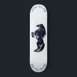 Skateboard för upprätt Vild med Anpassningsbar Tex<br><div class="desc">Skateboard with Upright Black Vild Horse - Black and White Teckning Animal Art Mustang Horses by MIGNED - Add Your Unique Text / Namn - Välj din favorittext och bakgrundstext färg - Ändra storlek och flytta eller ta bort inslag med anpassning verktyg. Se mina andra projekt/målningar. Du kan också överföra...</div>