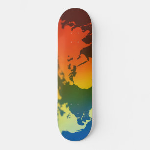 Skateboard för världskartor över dagar och natt