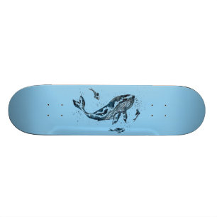 Skateboard för vattenfärgvalblått