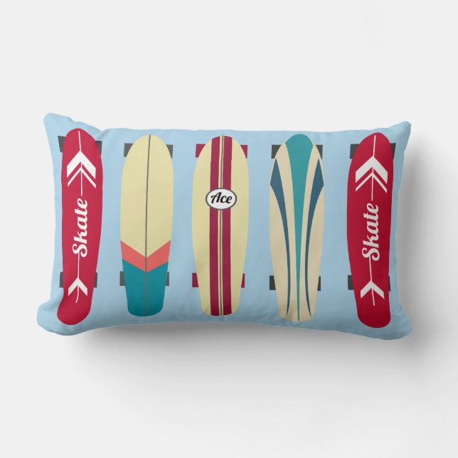 Skateboard för vintage lumbarkudde (Framsida)