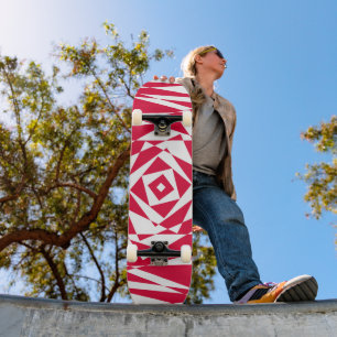 Skateboard för vit och röd Abstrakt