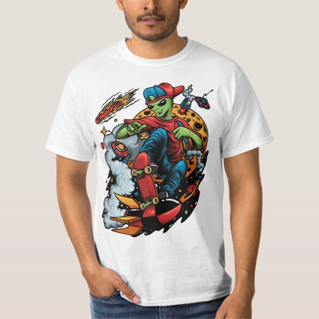 Skateboard från galaxen t shirt (Framsida)