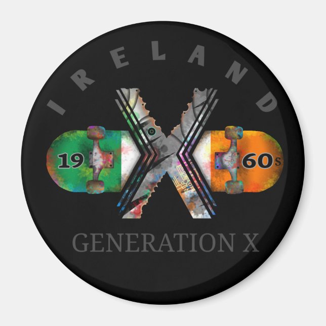 Skateboard Generation X Ireland 1960 Magnet (Framsidan)