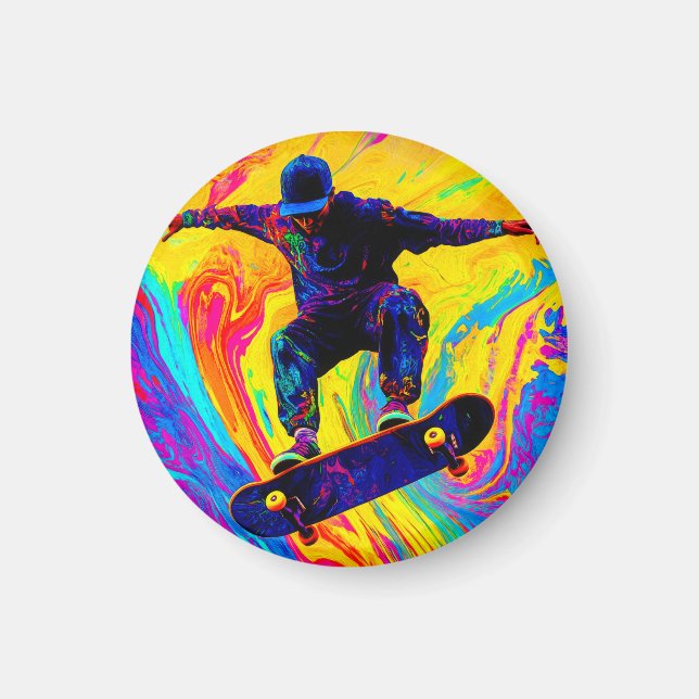 Skateboard Genom Färger Magnet (Framsidan)
