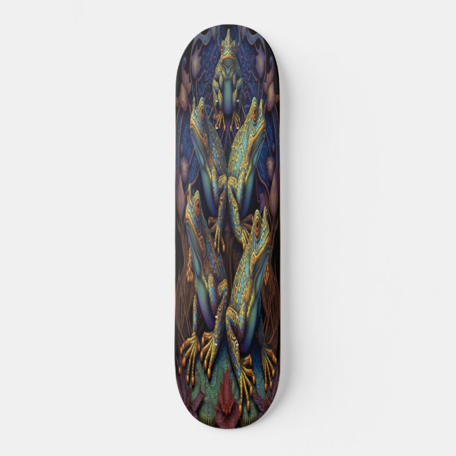 Skateboard Girly 5 Blue Guld Artistic Frogs (Framsida)