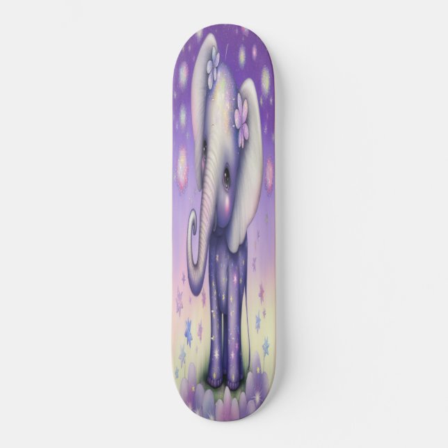 Skateboard Girly-blommor baby elefant (Framsida)