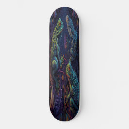 Skateboard Girly Cute Lila Guld Artistic Frogs