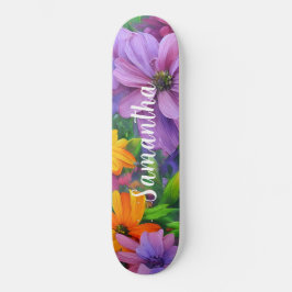 Skateboard Girly Mönster Lila Blommigt blommor