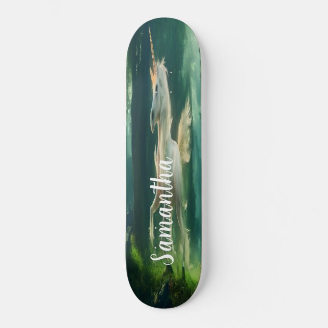 Skateboard Girly Old White Unicorn (Framsida)