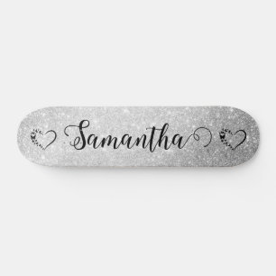 SKATEBOARD glitter anpassningsbar silver