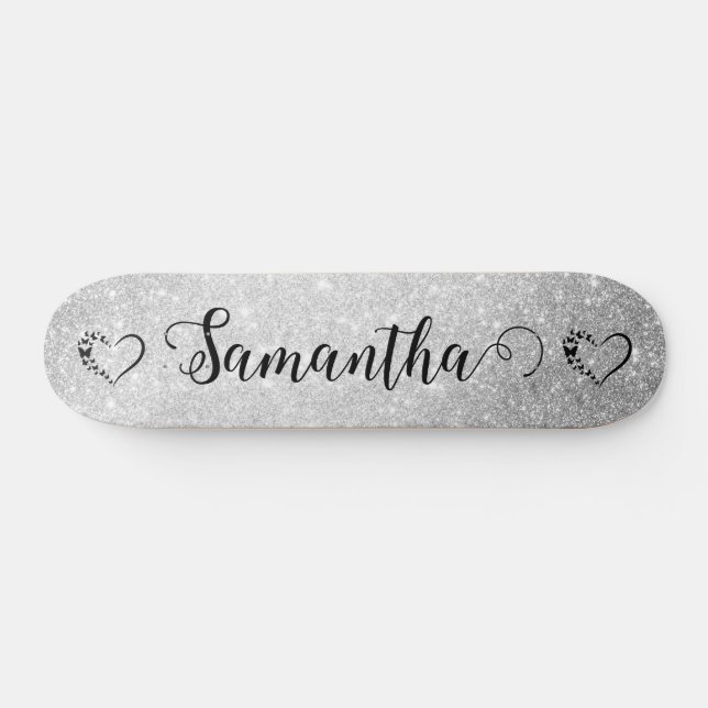 SKATEBOARD glitter anpassningsbar silver (Horz)