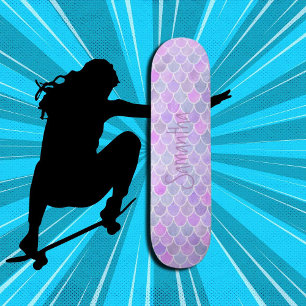 Skateboard Glitter Girly sjöjungfru lila chic