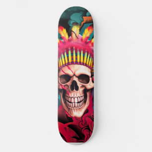 Skateboard Graffiti native american skalle