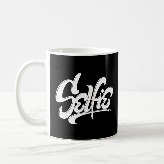 Skateboard Graffiti Selfie Street Art Lettering Kaffemugg (Vänster)