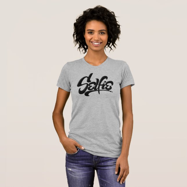 Skateboard Graffiti SELFIE Street Art Lettering T Shirt (Hel framsida)
