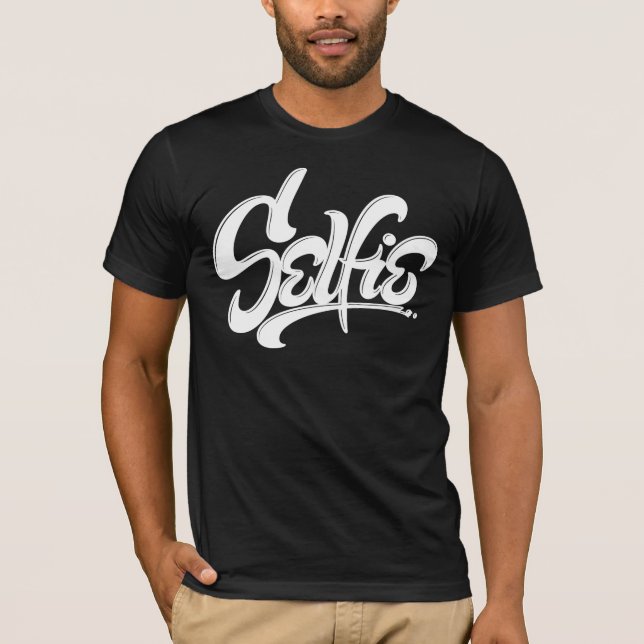 Skateboard Graffiti Selfie Street Art Lettering T Shirt (Framsida)