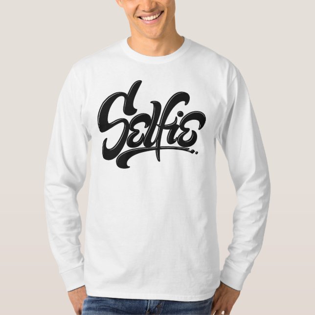 Skateboard Graffiti Selfie Street Art Lettering Tee (Framsida)
