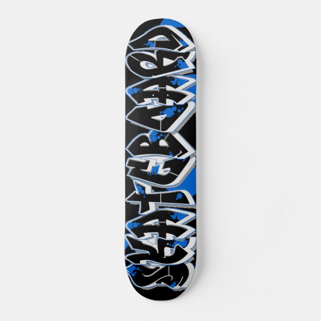 Skateboard graffiti stil blue och black (Framsida)