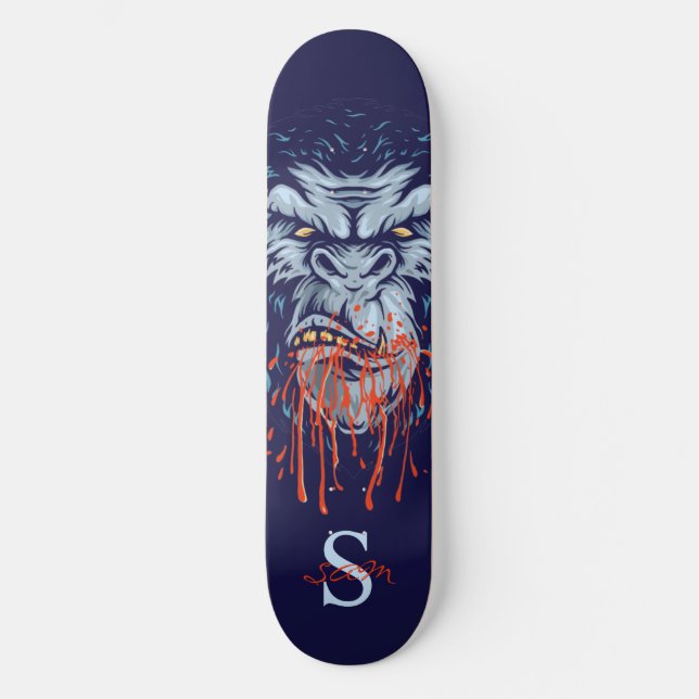 Skateboard Grått Gorilla Skull Monogram (Framsida)