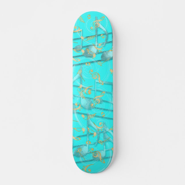 Skateboard-grått-musik noter mini skateboard bräda 18,5 cm (Framsida)