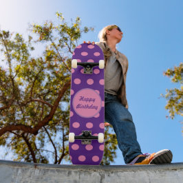 Skateboard grattis på födelsedagen (Lila och Rosa)