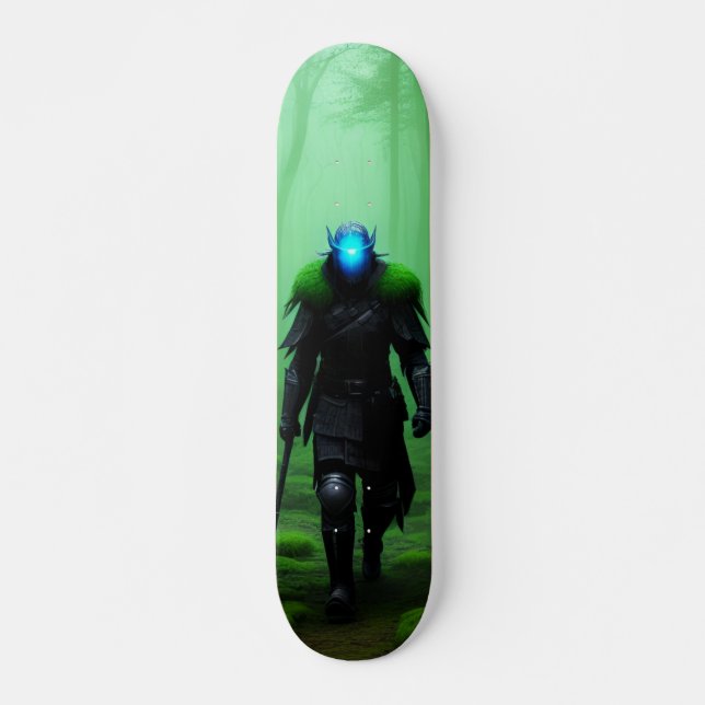 Skateboard Guerrero fantasma en oscuro bosque (Framsida)