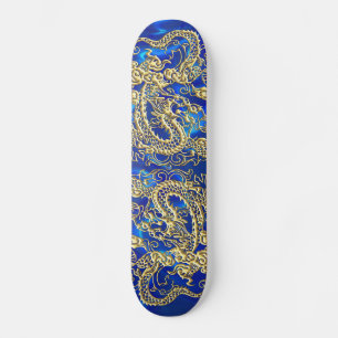 Skateboard Guld Dragon Blue Satin Lush Skateboard