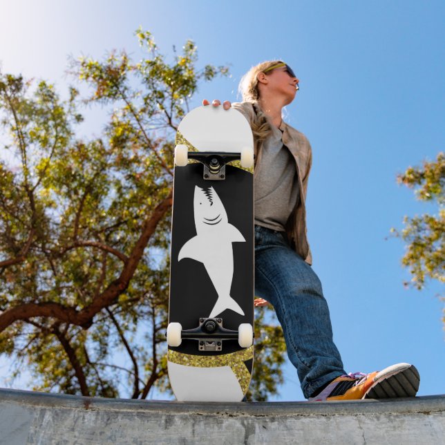Skateboard guld Glitter White Shark Skateboard (Utomhus 1)
