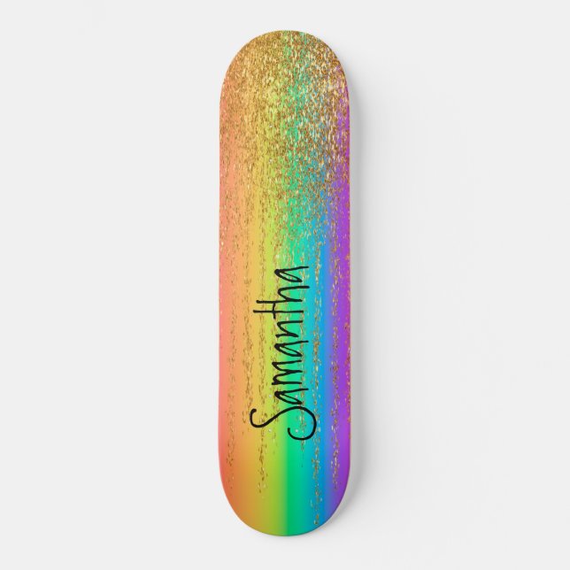 Skateboard Guld Gnistra Rainbow (Framsida)