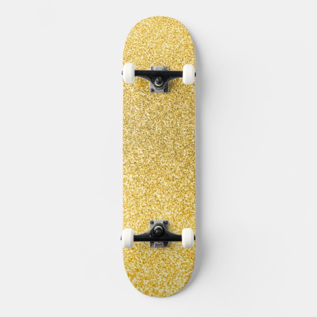 Skateboard guld, guld glitter (Framsida)