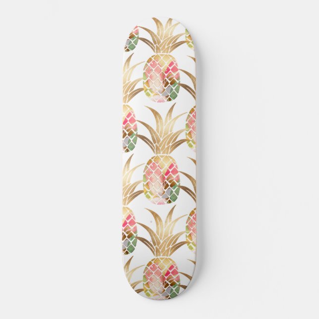 Skateboard Guld Pineapple Mönster (Framsida)
