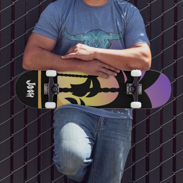 Skateboard handflatan Träd Lila Black Mönster (Utomhus 3)